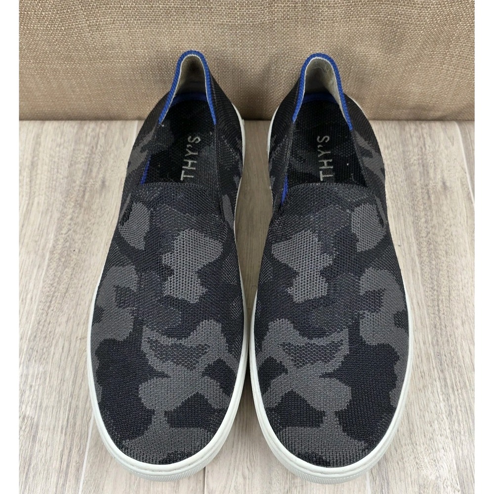 Rothy's The Original Slip On Sneaker Gray Black Camo Knit Shoes Womens Size 8.5